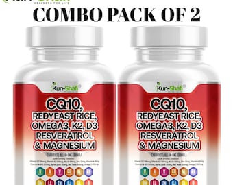 CardioXcel Herbal Capsules: CoQ10, Red Yeast Rice, Omega 3 - Pack of 2 - 120 Count
