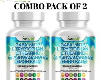 GABA, 5-HTP,  Ashwagandha, Magnesium & Lemon Balm – Pack Of 2 – 180 Capsules