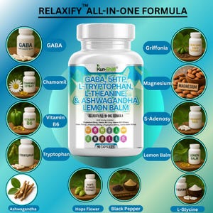 GABA, 5-HTP, Ashwagandha, Magnesium och Citronmeliss – 2-pack – 180 kapslar bild 3