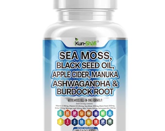 Sea Moss Herbal Blend Capsules: Black Seed Oil, Ashwagandha, Burdock Root