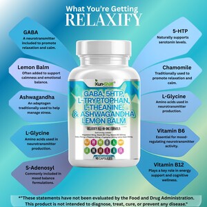 GABA, 5-HTP, Ashwagandha, Magnesium och Citronmeliss – 2-pack – 180 kapslar bild 5
