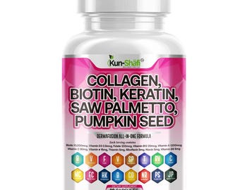 Collagen Biotin Keratin Capsules: Herbal Hair & Skin Support - 90 Ct