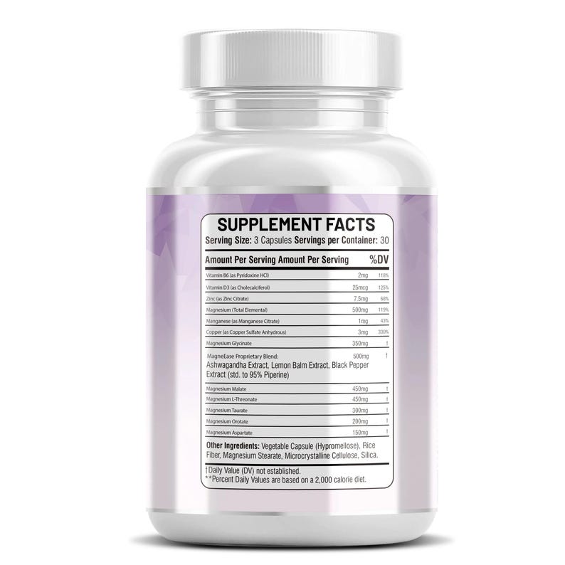 May include: A clear plastic supplement bottle with a white cap. The label displays supplement facts, including ingredients like Vitamin D3, Zinc, and Magnesium. The bottle contains 30 servings.