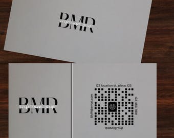 Minimalist QR Code Business Card Template, Editable Canva Design (Digital Download)