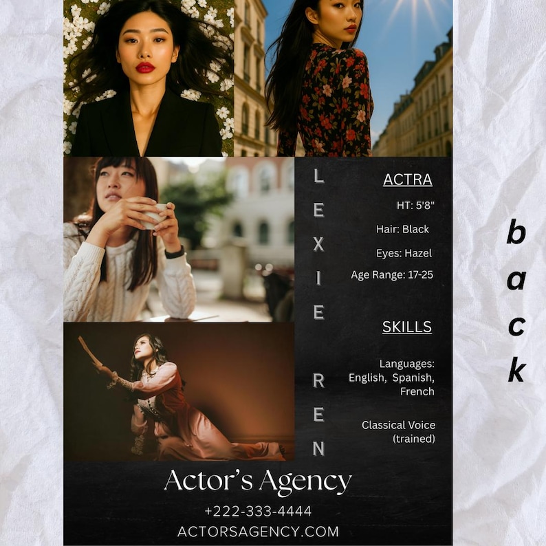 Actor Comp Card Template | Editable Double-sided Acting Resume ...