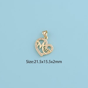 18K Gold Filled Heart Mom Pendant,Mom Pendant,Mom charm,Gift for Her,Valentine&#39;s Day Gift,DIY Jewelry Supplies