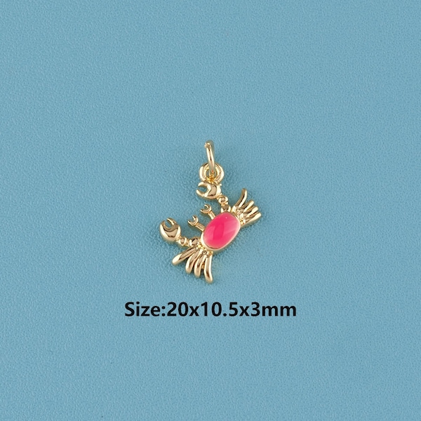 18K Gold Filled Enamel Crab Pendant,Tiny Crab Necklace,Crab charm, Ocean Necklace, Beach Jewelry, Christmas Gift, Gift for her