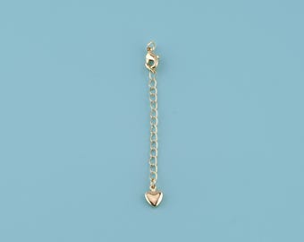 18K Gold Filled Heart Chain,Heart Chain Necklace Adjustable Half-finished Necklace Connector,Diy necklace chain