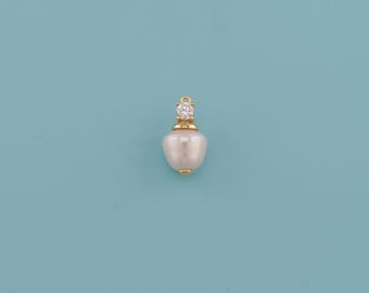18K Gold Filled Pearl Pendant,Bridal Necklace ,Minimalist Wedding Jewelry Gift for her Bridesmaid Jewelry,DIY Jewelry Making Supply