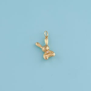 18K Gold Filled CZ rabbit pendant,rabbit charm, Easter Bunny Rabbit Hare Jewelry Charm Chain Pendant Necklace Christmas Best Friend Gift