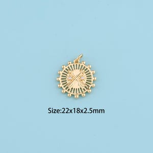 18K Gold Filled Round Pendant,Round Necklace,arrow Charms, Earrings Jewelry Making