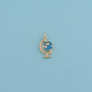 18K Gold Filled Enamel globe Pendant,globe Charm Necklace,DIY Jewelry Making Supply