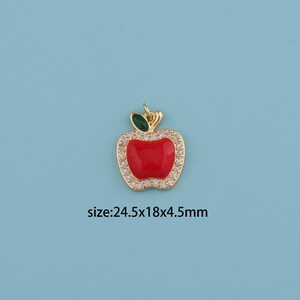 18K Gold Filled Enamel Apple Pendant,Apple Necklace,Fruit Charms,DIY Fruit Necklace Earrings Jewelry Making