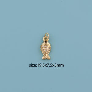18K Gold Filled Fish Pendant,Fish Pendant,Fish charm,Gift for Her,Valentine&#39;s Day Gift,DIY Jewelry Supplies