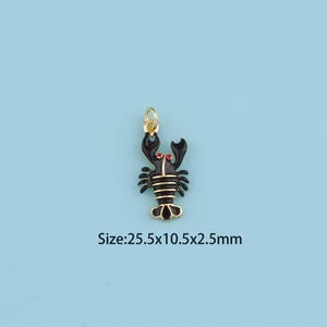18K Gold Filled Enamel lobster Pendant,lobster Pendant, lobster charm,Gift for Her,Valentine&#39;s Day Gift,DIY Jewelry Supplies