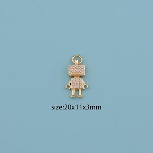 18K Gold Filled Robot Pendant,Robot Pendant,Robot charm,Gift for Her,Valentine&#39;s Day Gift,DIY Jewelry Supplies