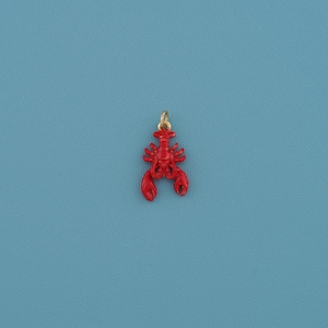 Colgante de langosta esmaltado en oro de 18 quilates, colgante de langosta, dije de langosta, regalo para ella, regalo de San Valentín, suministros de joyería DIY