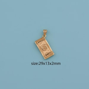 18K Gold Filled Money Pendant, Money Charms,Dollar Sign Charm,Gold Coin ,DIY Jewelry Making Supply