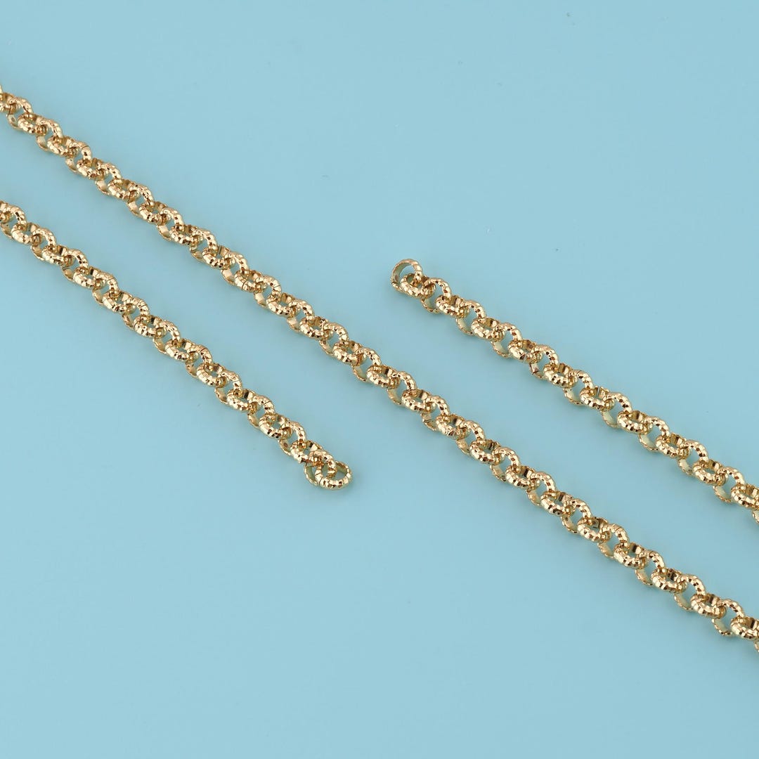 1 Meter 18K Gold Filled Round Shape Chain,round Chain,texture Chain ...