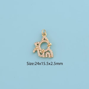 18K Gold Filled CZ cat Pendant,cat Pendant,cat charm,Gift for Her,Valentine&#39;s Day Gift,DIY Jewelry Supplies