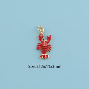 18K Gold Filled crayfish pendant,Enamel crayfish Necklace,crayfish Pendant Gift for Her,Valentine&#39;s Day Gift,DIY Jewelry making supplies