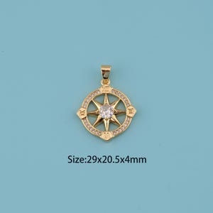 18K Gold Filled CZ compass Pendant,compass Pendant,compass charm,Gift for Her,Valentine&#39;s Day Gift,DIY Jewelry Supplies