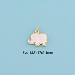 Colar de elefante com acabamento em ouro 18K, pingente delicado de elefante esmaltado, amuleto da sorte, presente animal, presente de Natal, presente para ela, presente para a mãe