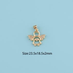 18K Gold Filled Angel Wings Charms,CZ Micro Pave Angel  charms,Angel Wings Charms DIY Jewelry Supplies