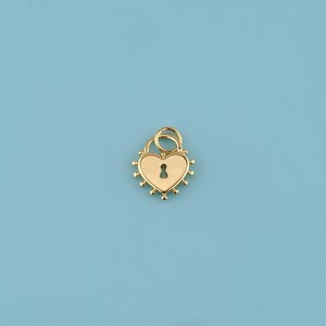 18K Gold Filled Heart Lock Pendant,Simple Dainty Lock Charm Bracelet Necklace,DIY Jewelry Making Supply