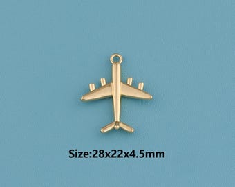 18K Gold Filled Airplane Charm,Tiny Airplane Pendant Necklace,Dainty Pilot Gift,Travel Necklace,Travel Lover Gift