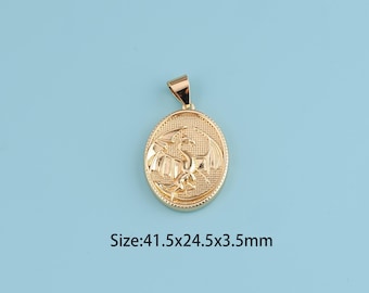18K Gold Filled Oval dragon Pendant,dragon pendant,dragon Charm,Gift for Her,DIY Jewelry Supplies