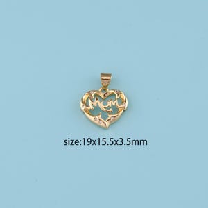 18K Gold Filled CZ heart Mom Pendant,Family Pendant,Mom charm,Gift for Her,Valentine&#39;s Day Gift,DIY Jewelry Supplies
