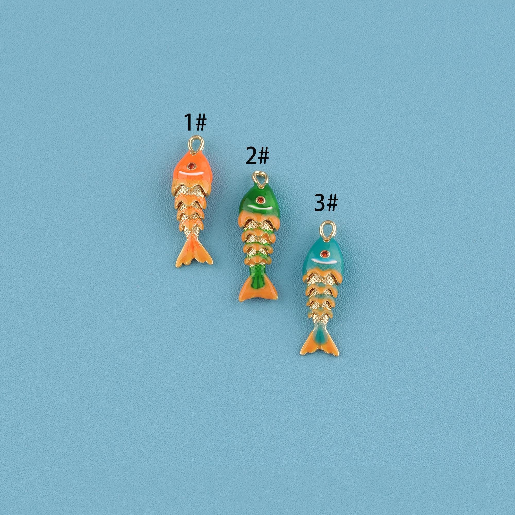 18Kゴールドフィルドの魚ペンダント、エナメルのかわいい魚ネックレス