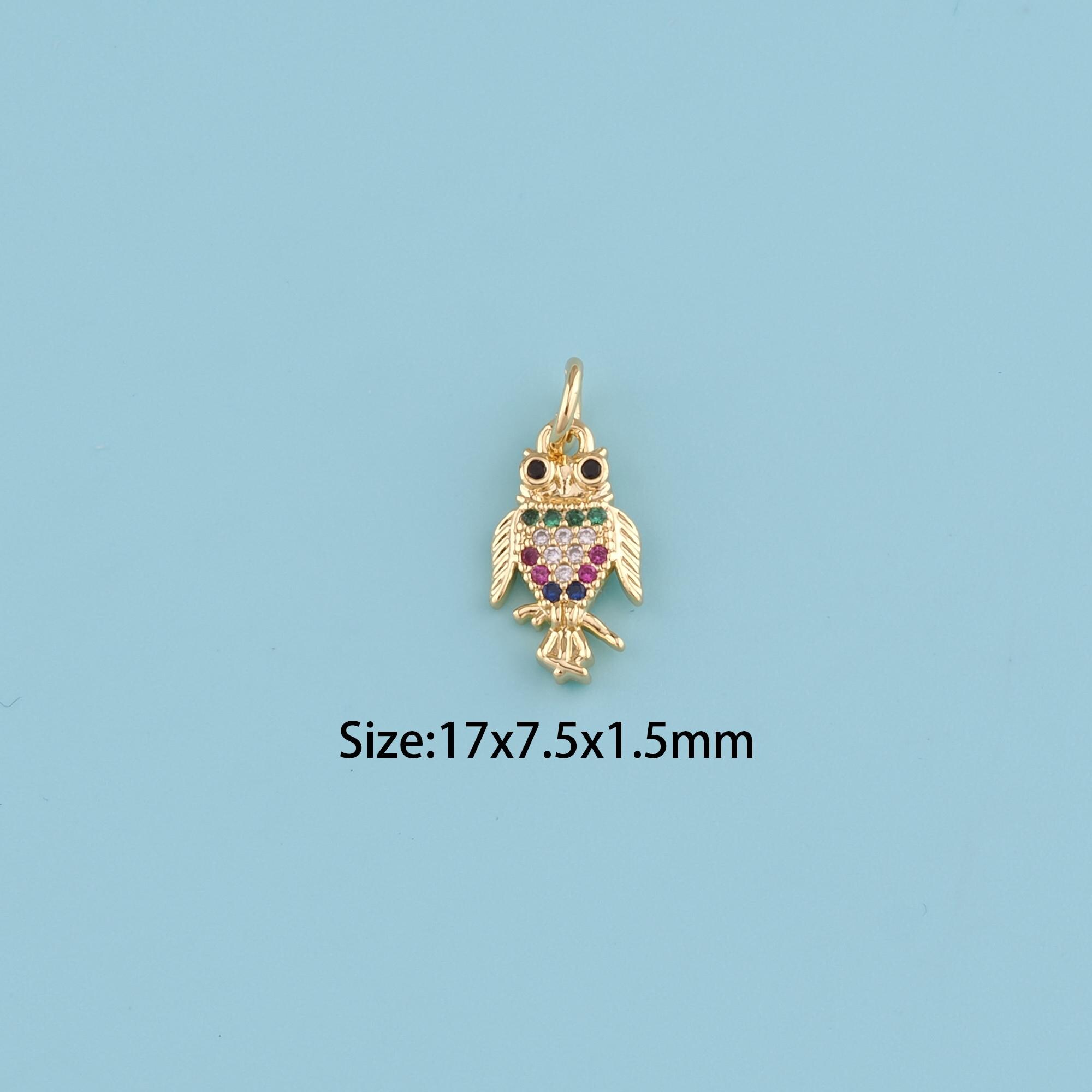 18K Gold Filled Owl Necklace,CZ Micro Pave Owl Pendant, Nature Necklace,Owl Gifts,Night Owl Annivers