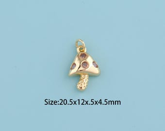 18K Gold Filled mushroom pendant,CZ mushroom,Cute Gift for Mushroom Lovers Dainty Necklace Mushroom Necklace Mushroom Lover Gift Ideas