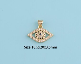 18K Gold Filled Evil Eye Pendant,Enamel Evil Eye Charm,All Seeing Eye,Evil Eye Amulet,Luck Pendant,Gift for Her,DIY Jewelry