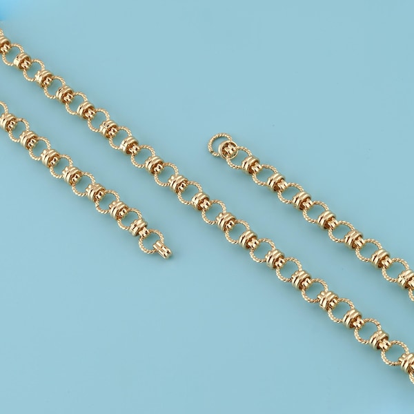 1 meter 18K guldfylld rund formkedja, twist kedja, twist kedja, kedja för halsband armband, bulkkedja för smyckestillverkning