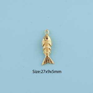 18K Gold Filled fish Pendant,fish Charm,Gifts for Mom, Holiday Gifts, DIY Jewelry Supplies