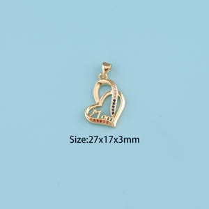 18K Gold Filled CZ heart Mom Pendant,Family Pendant,Mom charm,Gift for Her,Valentine&#39;s Day Gift,DIY Jewelry Supplies