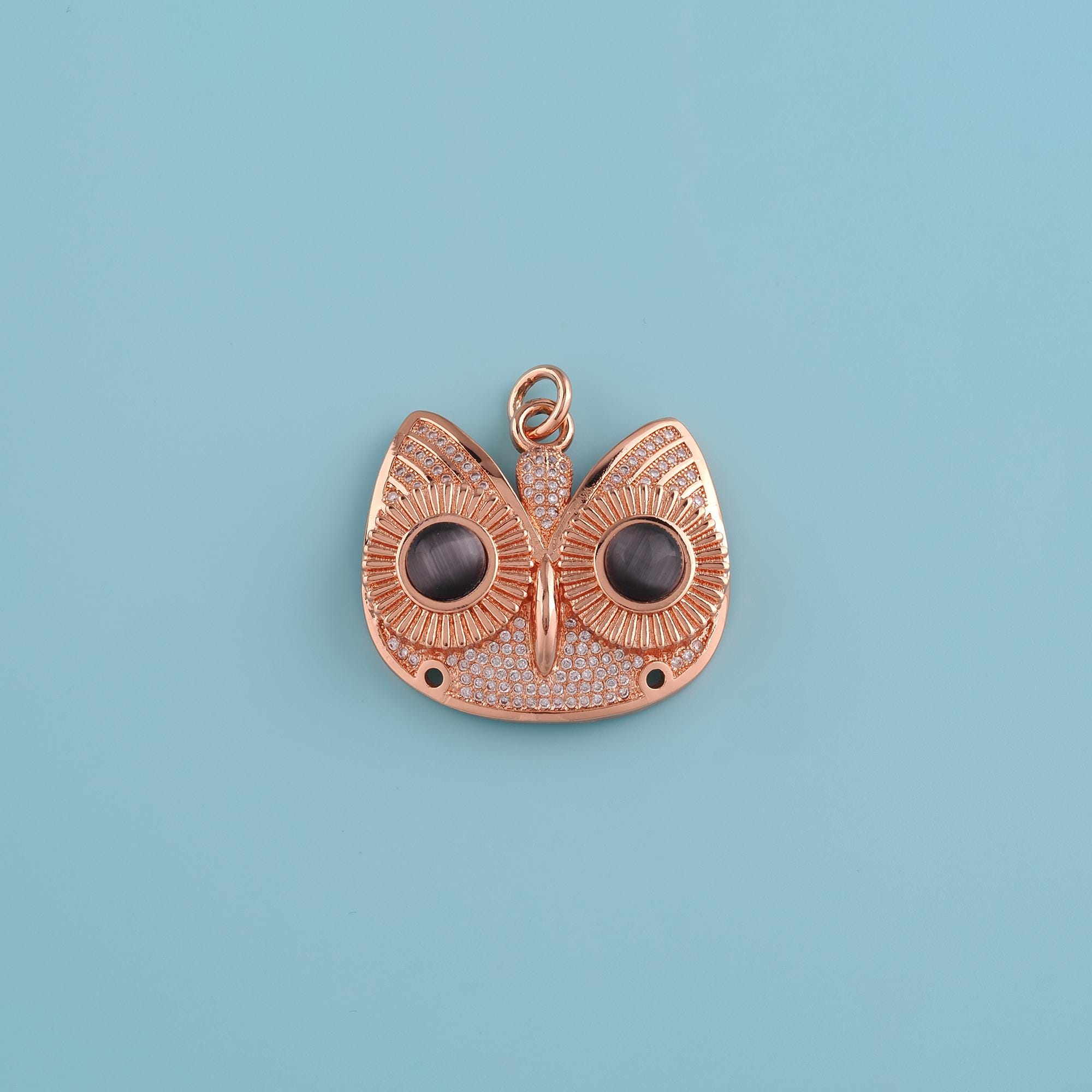 Rose gold Filled Owl Pendant,CZ Micro Pave Owl pendant,Dainty Animal Charm,Mother's Day Gift,Uni