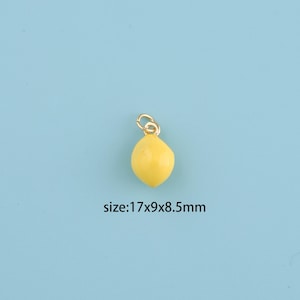18K Gold Filled lemon pendant,Enamel lemon charm,Yellow Lemon Charm,Fruit Charms, DIY Fruit Necklace Earrings Jewelry Making