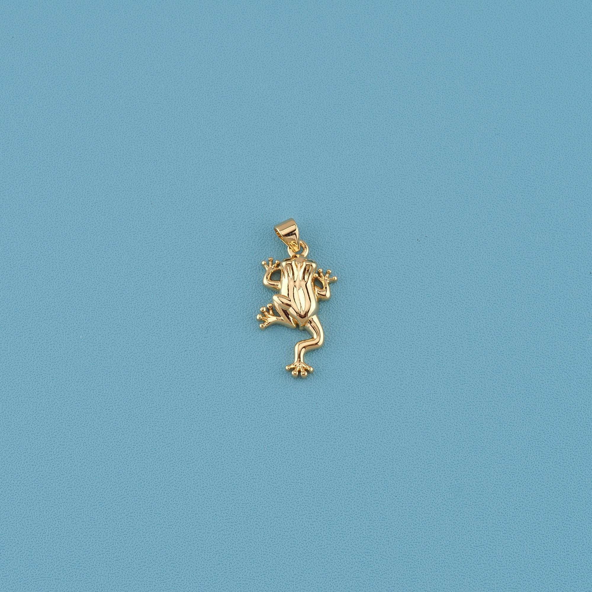 Pendentif Grenouille En Plaqué Or Avec Rubis Et Zircons - Neuf Sans Emballage