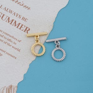 18K Wheat Pattern Toggle Clasps for Jewelry Making, Gold Silver Plated Braided T Bar Closures, Elegant Round Findings for Bracelet Necklace