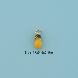 18K Gold Filled Enamel Pineapple Pendant,Pineapple Necklace,Fruit Charms,DIY Fruit Necklace Earrings Jewelry Making
