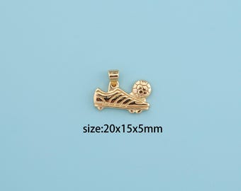 18K Gold Filled Sneaker Pendant,Football shoe and ball,Exquisite Soccer Ball Sneakers Charm Bracelet Necklace for DIY Jewelry Making Supply