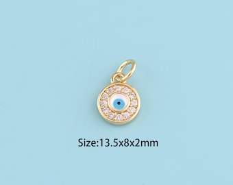 18K Gold Filled Evil Eye Pendant,Enamel Evil Eye Charm,All Seeing Eye,Evil Eye Amulet,Luck Pendant,Gift for Her,DIY Jewelry