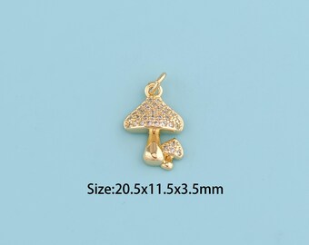 18K Gold Filled mushroom pendant,CZ mushroom,Cute Gift for Mushroom Lovers Dainty Necklace Mushroom Necklace Mushroom Lover Gift Ideas