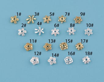 18K Gold Filled Flower Bead Spacer,Flower Beads Cap For Jewelry Making Supplies,Floral Bead Cap,Flower Charm Cap,Flower Bracelet Beads Cap