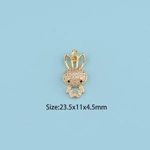 18K Gold Filled CZ rabbit pendant,rabbit charm, Easter Bunny Rabbit Hare Jewelry Charm Chain Pendant Necklace Christmas Best Friend Gift