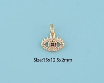 18K Gold Filled Evil Eye Pendant,Enamel Evil Eye Charm,All Seeing Eye,Evil Eye Amulet,Luck Pendant,Gift for Her,DIY Jewelry